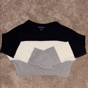 H&M Black and White Crew Neck Sweater with Colorblock Design